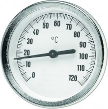 Produktbild: Bimetall-Zeigerthermometer 0-120° OR Ø 63 mm, Übersteckring G 1/2" x 100 mm, hinten 