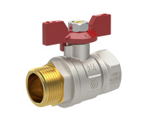 Produktbild: Kugelhahn mit rotem Fl&uuml;gelgriff PN 30 1/2" IG/AG vollem Durchgang