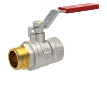 Produktbild: Kugelhahn mit rotem Hebelgriff PN 30 1/2" IG/AG