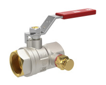 Produktbild: Kugelhahn mit rotem Hebelgriff PN 30 1/2" mit Entleerung