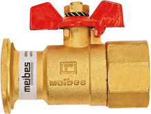 Produktbild: Meises Pumpenkugelhahn, Messing verchromt mit Schwerkraftbremse, 1" x 1" 