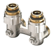 Produktbild: OVENTROP Zweirohr-Hahnblock Multiflex F Eckform DN15 1/2" AG x 3/4" AG