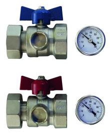 Produktbild: SCHÜTZ Kugelhahnset Standard mit Therm. 1"IG / 1"IG (ÜWM), vernickelt