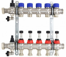 Produktbild: STRAWA  Edelstahl FBHK-Verteiler, o. KH 12 Heizkreise, mit SFE, L&auml;nge 695 mm