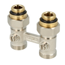 Produktbild: Simplex-Zweirohr-Hahnblock D1/50 D-Form 1/2" x 3/4" AG