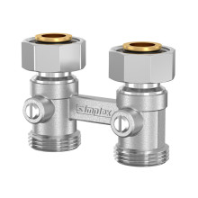Produktbild: Simplex-Zweirohr-Hahnblock D2/50 D-Form 3/4" x 3/4" AG