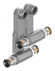 Produktbild: Uponor S-Press PLUS SL-Anschlussgarnitur 16mmx1/2"AGx16mm, aus Messing verz. 