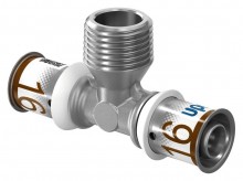 Produktbild: UPONOR S-Press PLUS T-Stück 16mmx1/2"AGx16mm, aus Messing verzinnt 